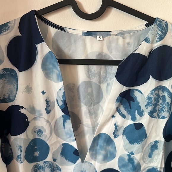 Silky Blue polka dot Tunic - Picture 2 of 4
